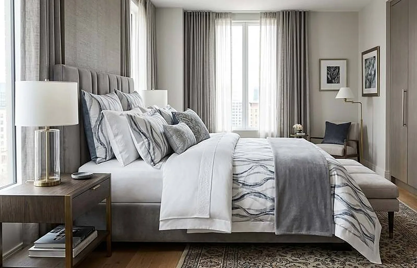 Luxury bedroom with premium bedsheets and pillows